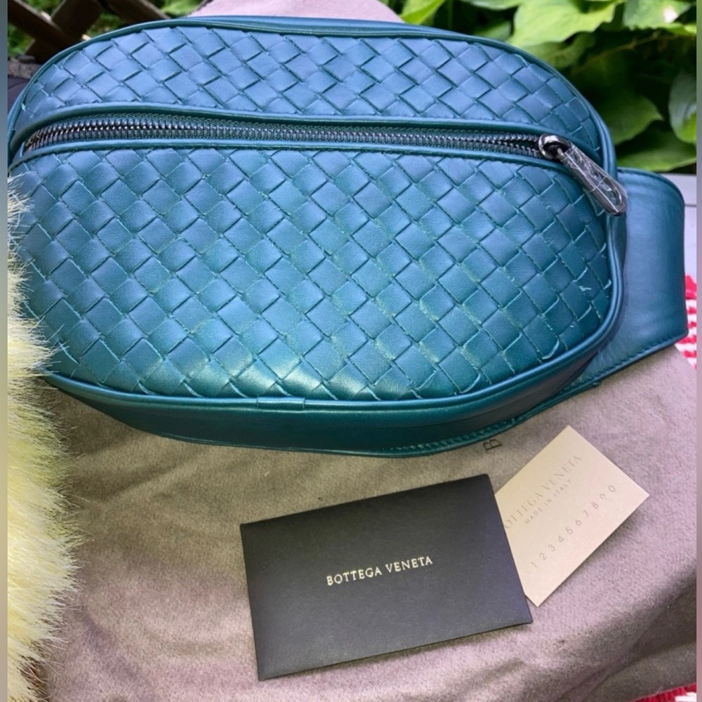 BNWT! Teal Leather Authentic Bottega Veneta Intrecciato Belt Bag - Picture 4 of 9